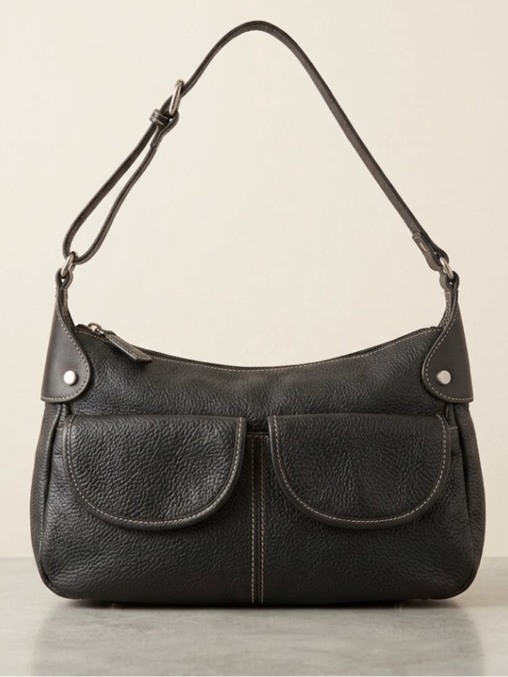 Vintage Black Leather Shoulder Bag